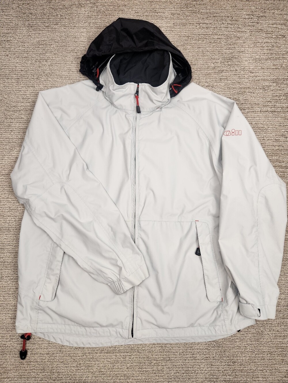 Gill Inshore Lite Waterproof Sailing Jacket Mens XL Lite Gray Mesh Lined Hooded